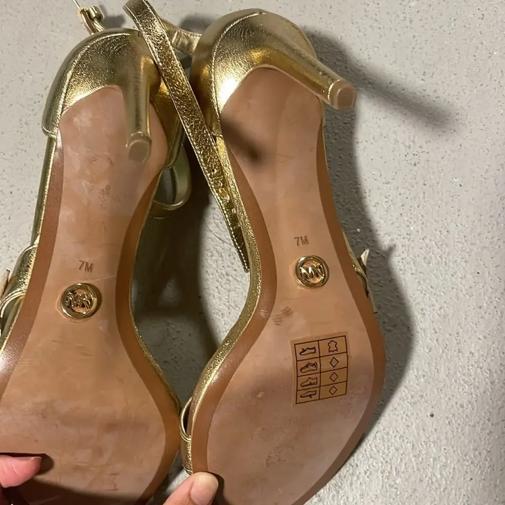 MICHAEL Michael Kors Gold Strappy Heels Size 7